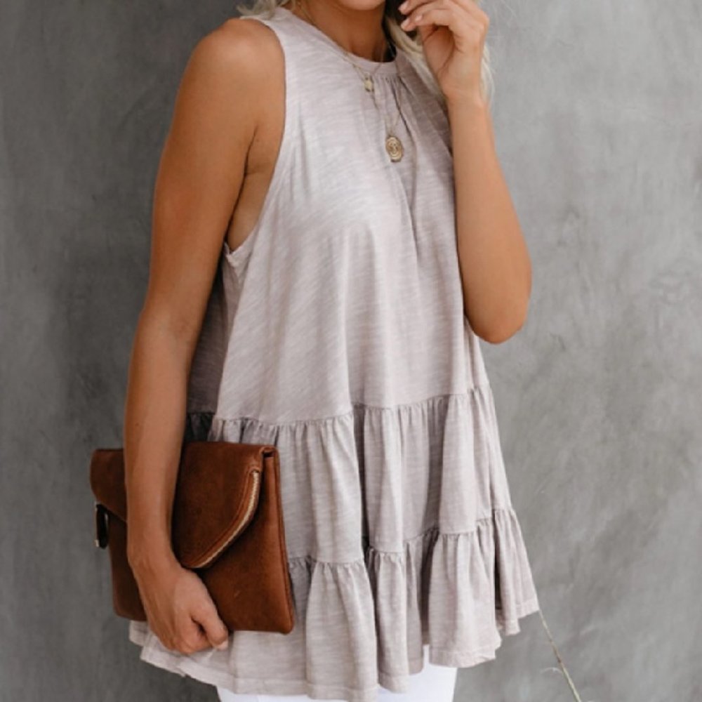 Oatmeal Tiered Baby Doll Top